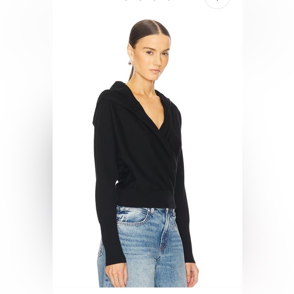 NWT $425 Simkhai Riley Black Wrap Hoodie Size M Wool Sweater - Picture 5 of 11